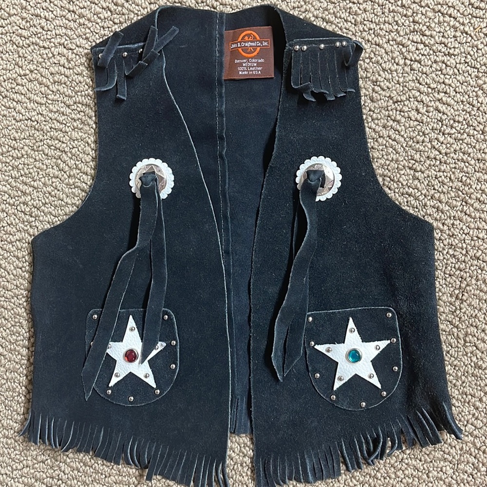 JOHN R CRAIGHEAD & CO. DENVER, CO Vintage Western COWBOY/GIRL SUEDE FRINGED VEST